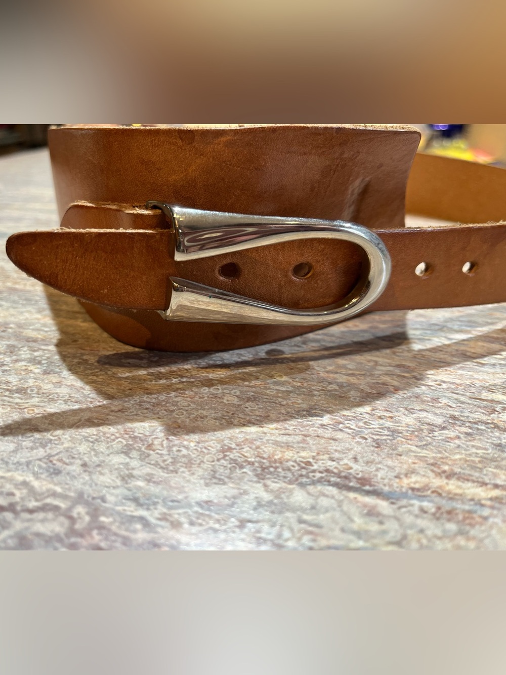 Statement Brown Leather Women's Belt with Silver  Artistic Buckle